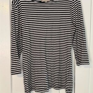 Banana Republic Black and White Striped Boat Neck Top